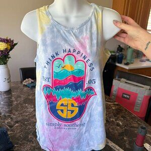 Simply Southern Tank Top Womens S Tie Dye Pastel Coastal Preppy Y2K 3260